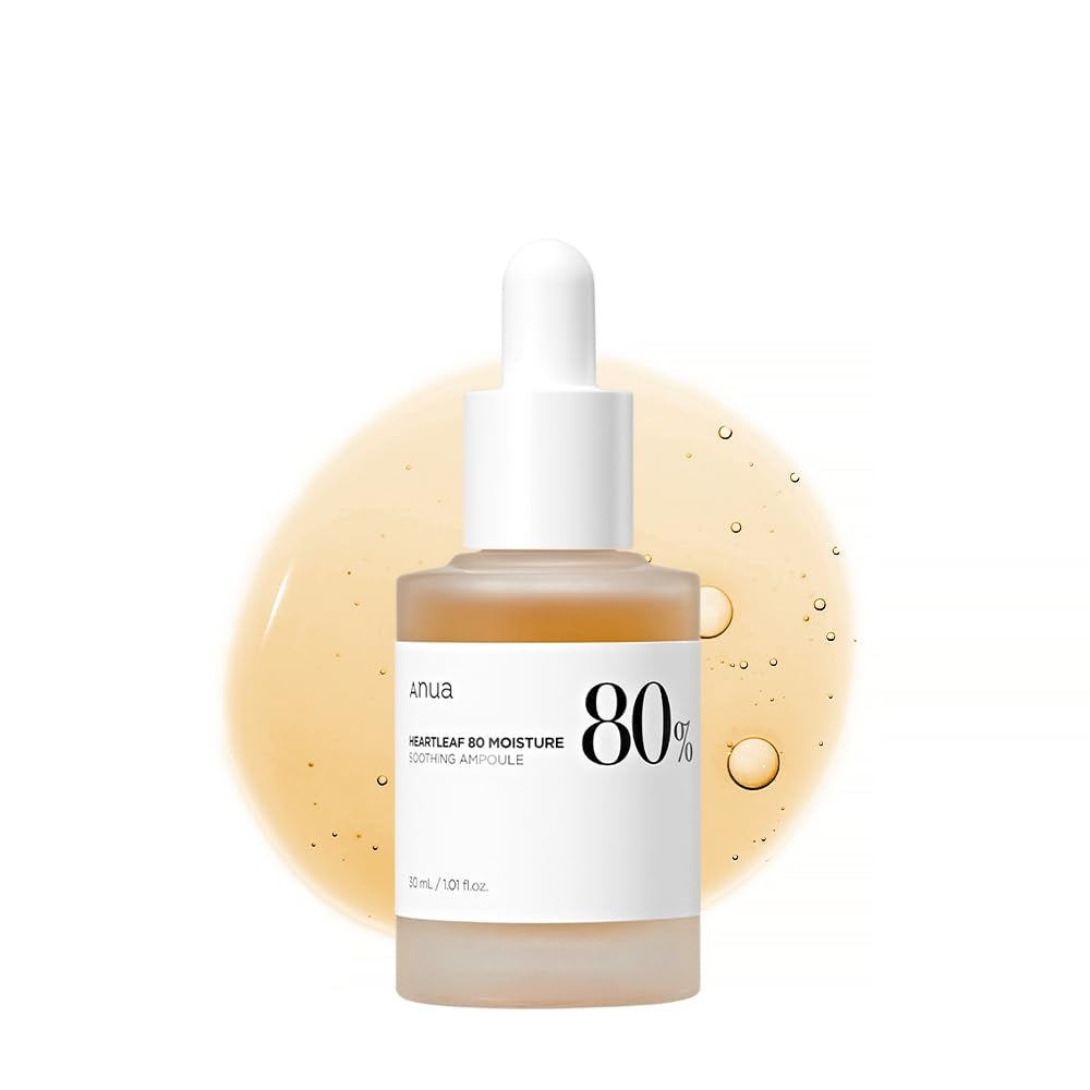 Heartleaf 80 Soothing Ampoule, Hydrating Facial Serum for Glass Skin, Hyaluronic Acid, Panthenol, Lightweight, Non-Greasy Formula, Korean Skincare, 1.01 Fl.Oz
